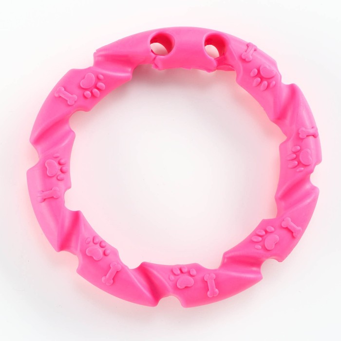 фото Игрушка жевательная для собак "витое кольцо", 11,5 см, розовый пижон