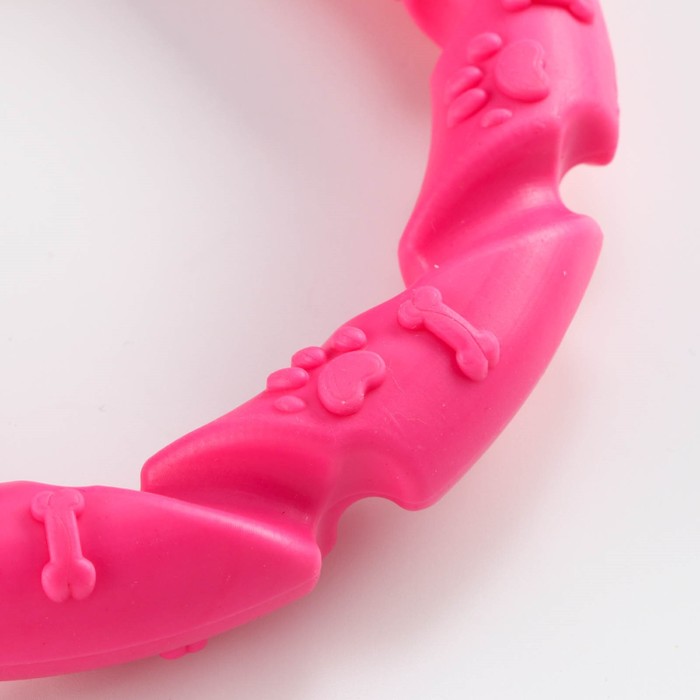 Игрушка жевательная для собак "Витое кольцо", 11,5 см, розовый