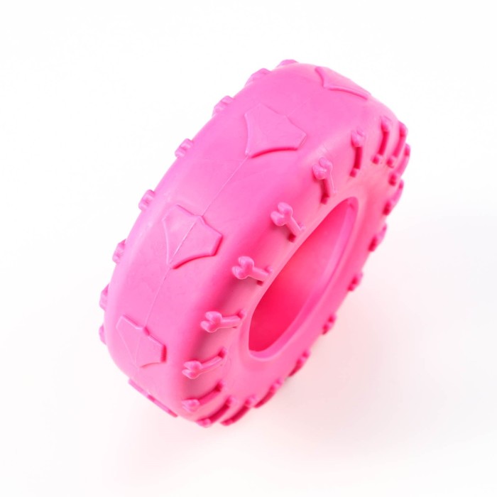 фото Игрушка жевательная для собак "шина" 9 см, розовая пижон