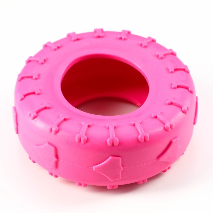 Игрушка жевательная для собак "Шина" 9 см, розовая