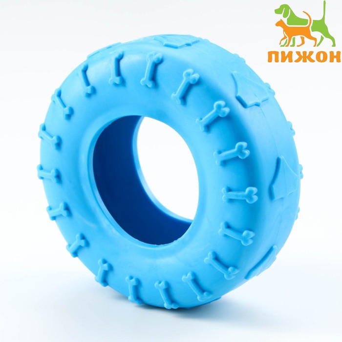 фото Игрушка жевательная для собак "шина" 9 см, синяя пижон