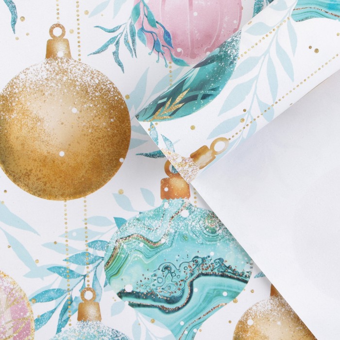 Бумага упаковочная глянцевая «Новогодние шары », 50 × 70 см