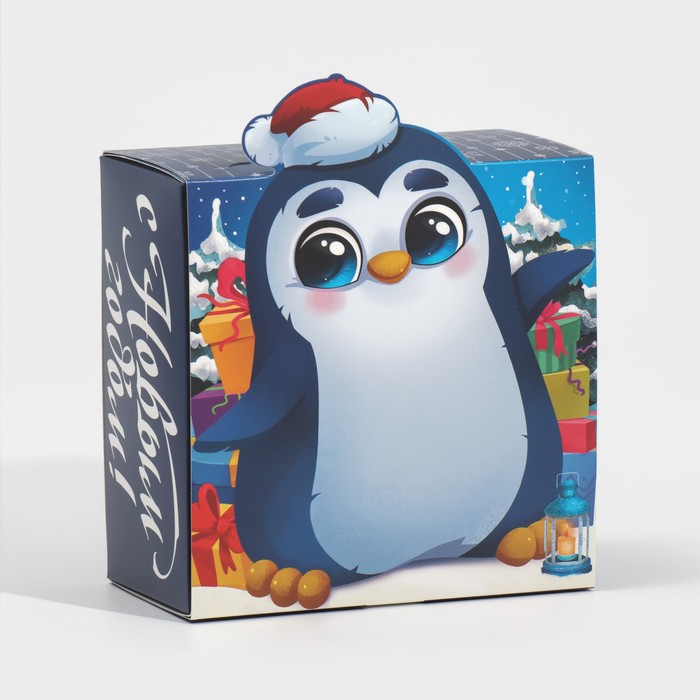 коробка складная снегурочка 15 х 15 х 8 см дарите счастье Коробка складная «Пингвин», 15 х 15 х 8 см