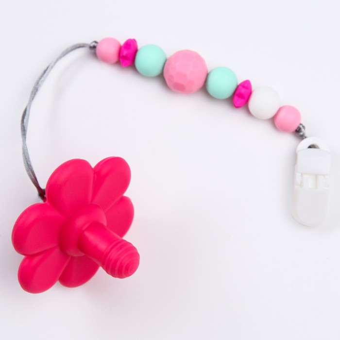 Прорезыватель - игрушка силиконовый на держателе «Цветочек» цена и фото