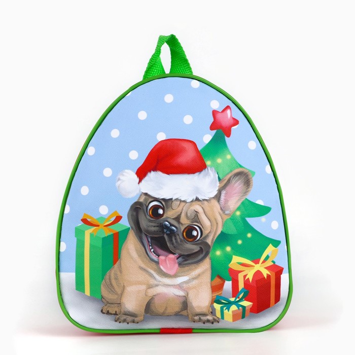 Новогодний детский рюкзак «Пёсик у ёлки», на новый год рюкзак пёсик снафлс синий 2