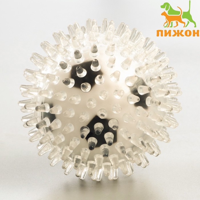 фото Игрушка для собак "мяч футбол 2 в 1", tpr+винил, 9,5 см, прозрачная/чёрная/белая пижон