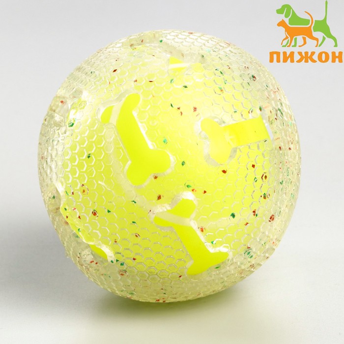 цена Игрушка для собакМяч теннис-косточки 2 в 1,TPR+винил,7,5 см, прозрачная/желтая неон