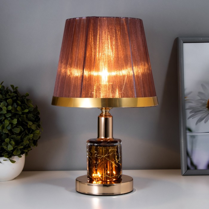 фото Настольная лампа джустина 1x60вт e27 шоколадно-золотой 21,5х21,5х34 см risalux