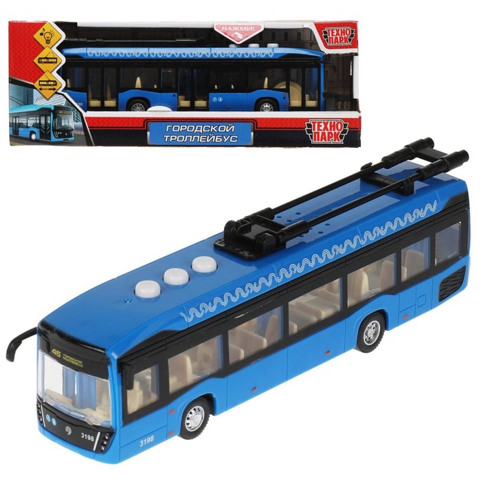 Модель «Троллейбус. Метрополитен», 19 см, свет и звук, 3 кноп, цвет синий модель металл свет звук троллейбус метрополитен 18 см синий troll 18slmos bu