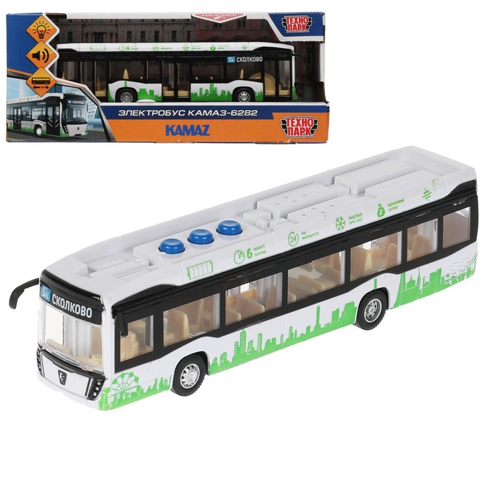 Модель «Электробус КАМАЗ-6282», 19,5 см, свети звук, 3 кнопки, цвет белый модель электробус камаз 6282 19 5 см свети звук 3 кнопки цвет белый комплект из 2 шт
