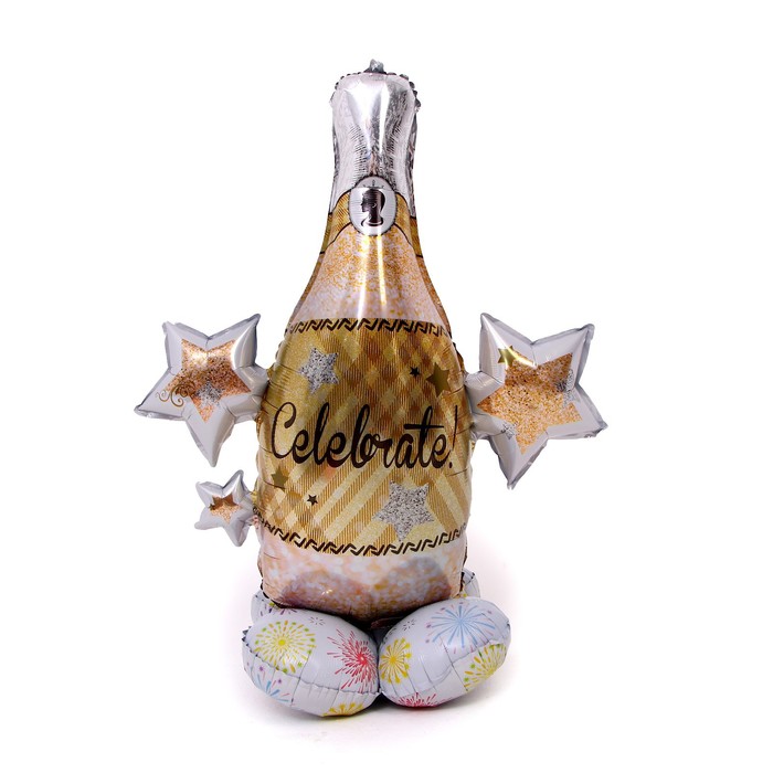 Шар фольгированный 36 «Шампанское на подставке» шар фольгированный 60 новогодний олень на подставке