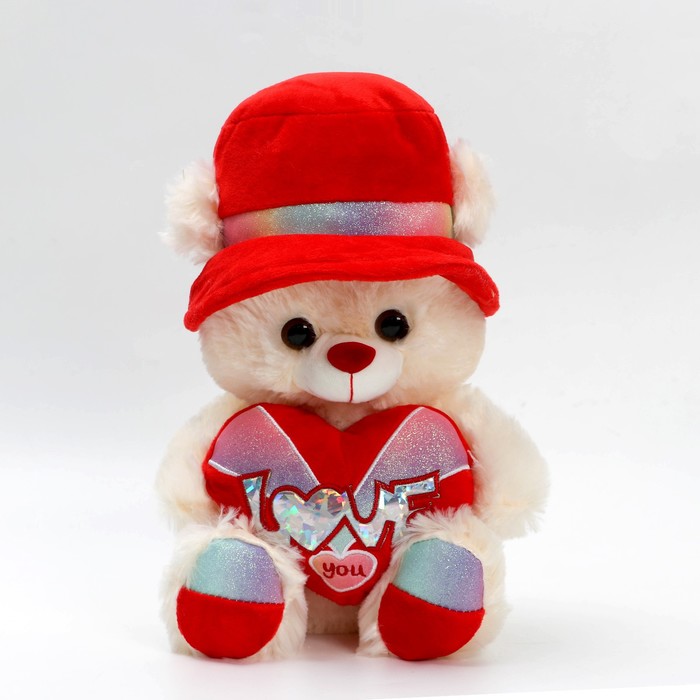Мягкая игрушка «Мишка в панамке», с сердцем мягкая игрушка мишка с сердцем