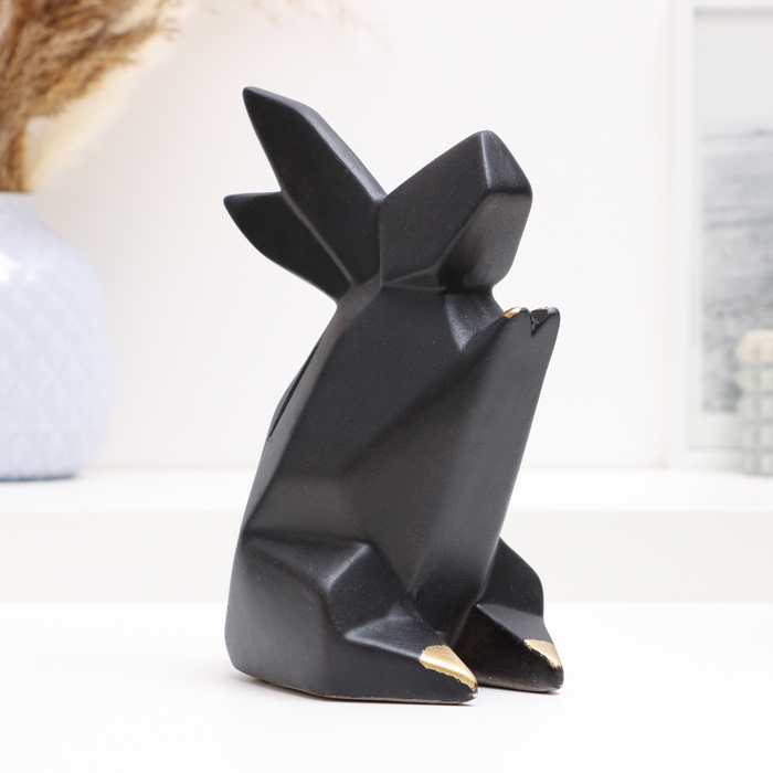 копилка заяц оригами белый 18 х13х10см Копилка Заяц оригами черный с золотом, 18 х13х10см