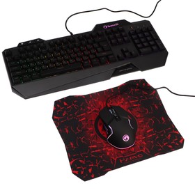 Игровой набор MARVO CM306, клавиатура+мышь+ковер, проводной, чёрный Ош