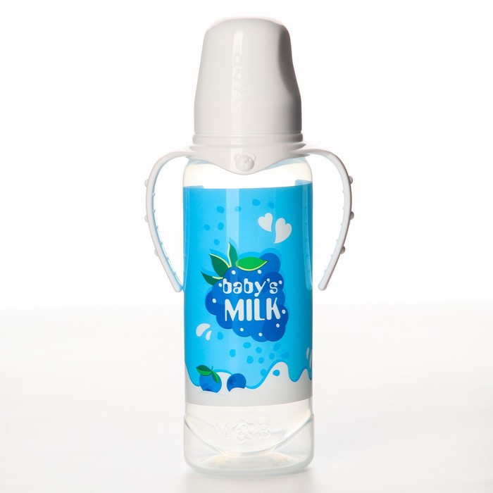 Бутылочка для кормления "Молочный коктейль" 250 мл цилиндр, с ручками