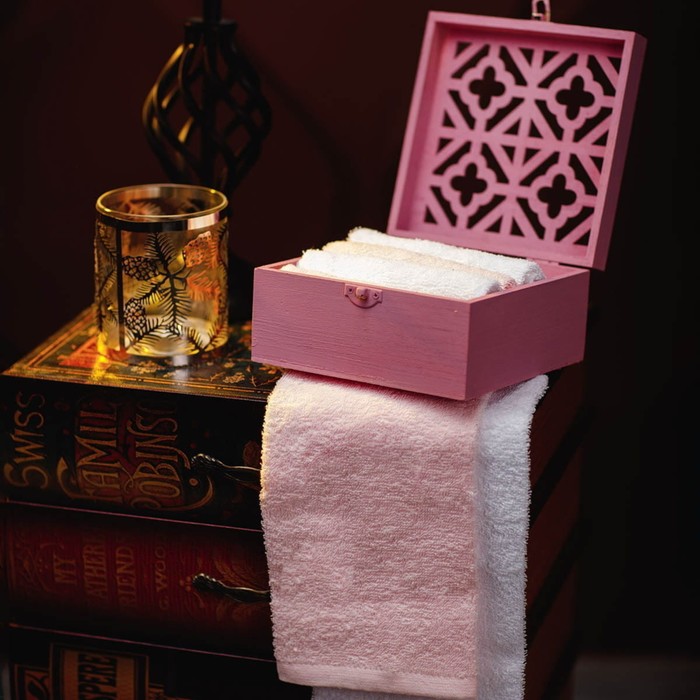 фото Подарочное полотенце, размер 30x30 см, цвет белый розовый 6 шт arya home