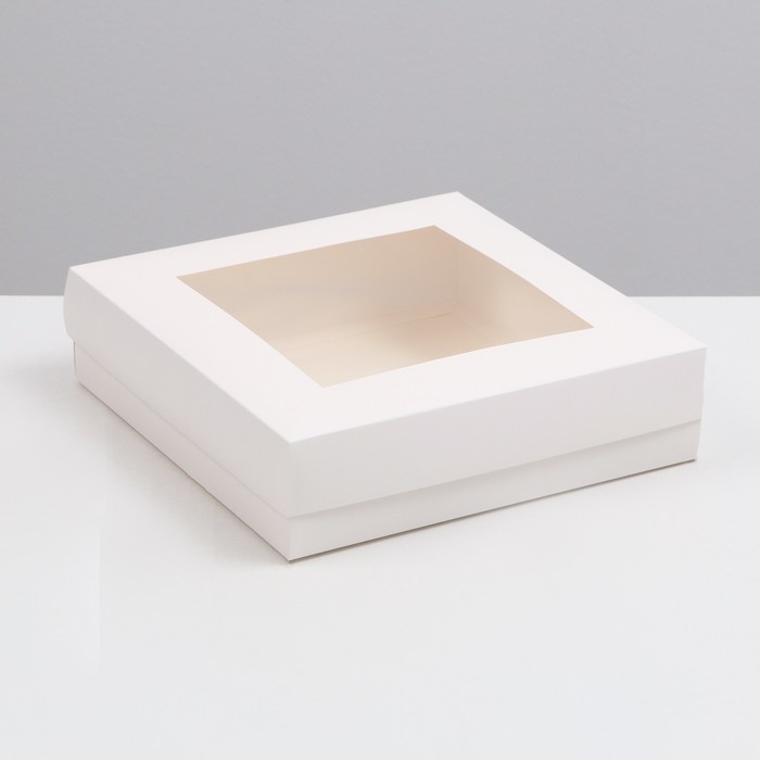 Коробка складная, крышка-дно,с окном, белая, 30 х 30 х 8 см коробка складная крышка дно с окном новогодние чудеса 30 х 20 х 9 см