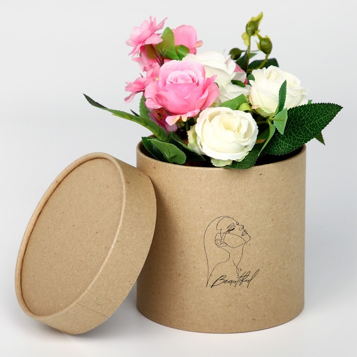 Коробка подарочная шляпная из крафта, упаковка, «Beautiful», 15 х 15 см шляпная коробка flowers золотая 15 х 15 см