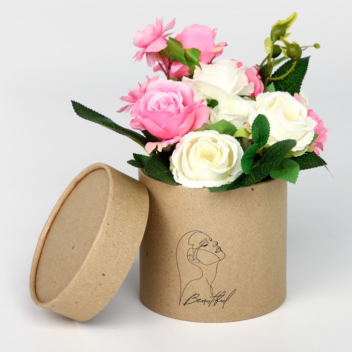 Коробка подарочная шляпная из крафта, упаковка, «Beautiful», 12 х 12 см коробка подарочная beautiful vase