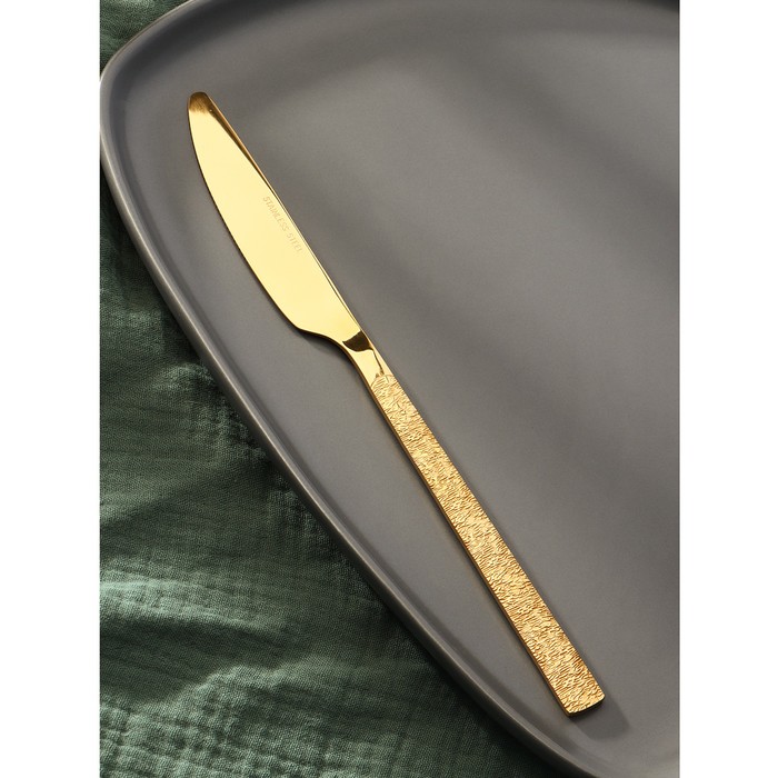 фото Нож столовый magistro «лин gold», 22,5×1,9 см, на подвесе, цвет золотой