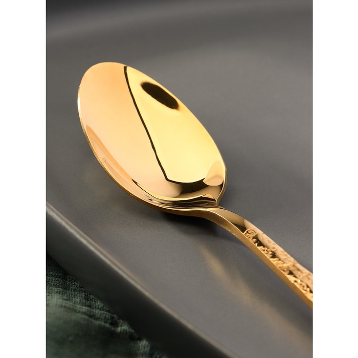 фото Ложка чайная из нержавеющей стали magistro «лин gold», длина 16 см, на подвесе, цвет золотой