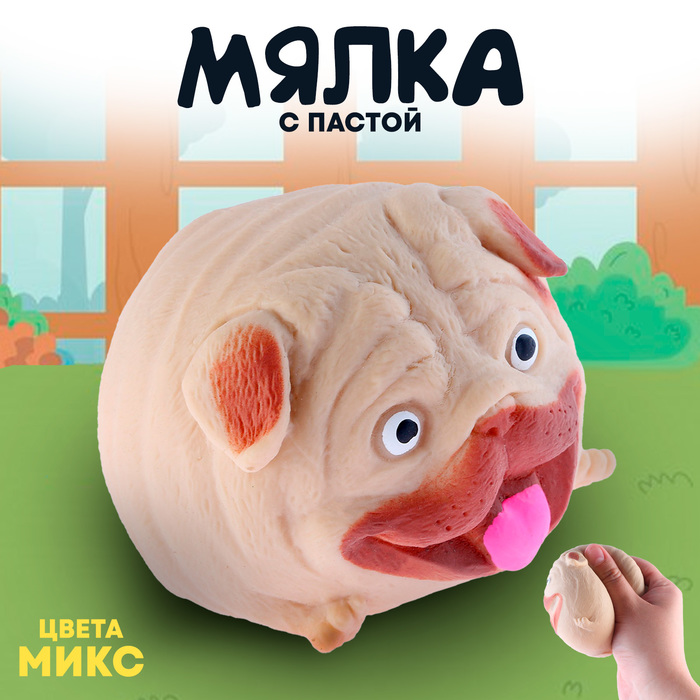 Мялка "Собачка" с пастой, цвета МИКС