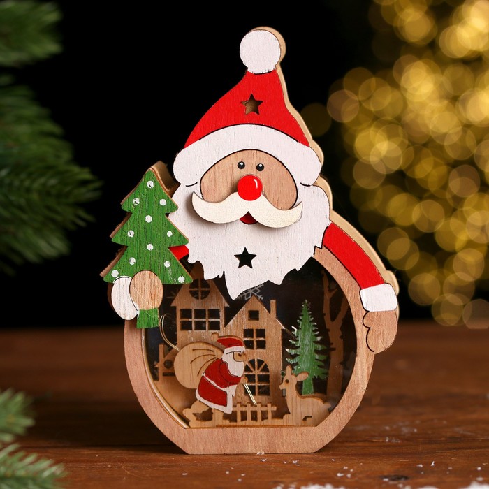 Декор с подсветкой «Дед Мороз и ёлка» фигура с подсветкой дед мороз фонарь 10х10х18см