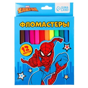 Фломастеры, 12 цветов, в картонной коробке, Человек-паук