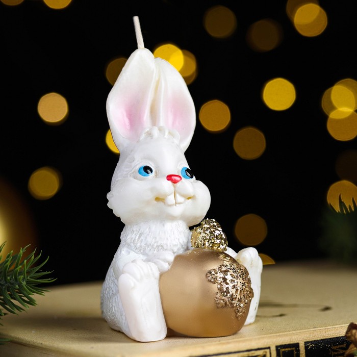 Свеча фигурная Кролик с шариком, 8,5х5,5 см, 43 г