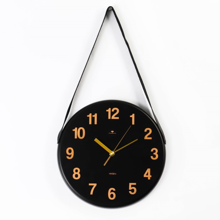 Часы настенные интерьерные Классика, дискретный ход, циферблат d-27 см, кожа, АА
