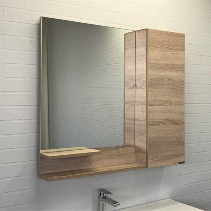 Зеркало шкаф Comforty Варна 90 для ванной комнаты, цвет дуб сонома зеркало шкаф comforty рига 60 для ванной комнаты цвет дуб сонома