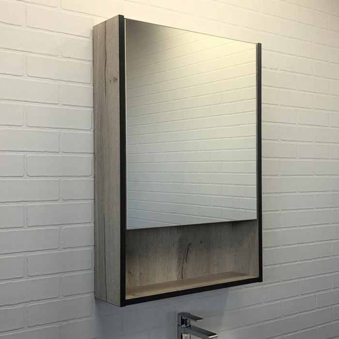 Зеркало шкаф Comforty Вена 55 для ванной комнаты, цвет дуб дымчатый цена и фото