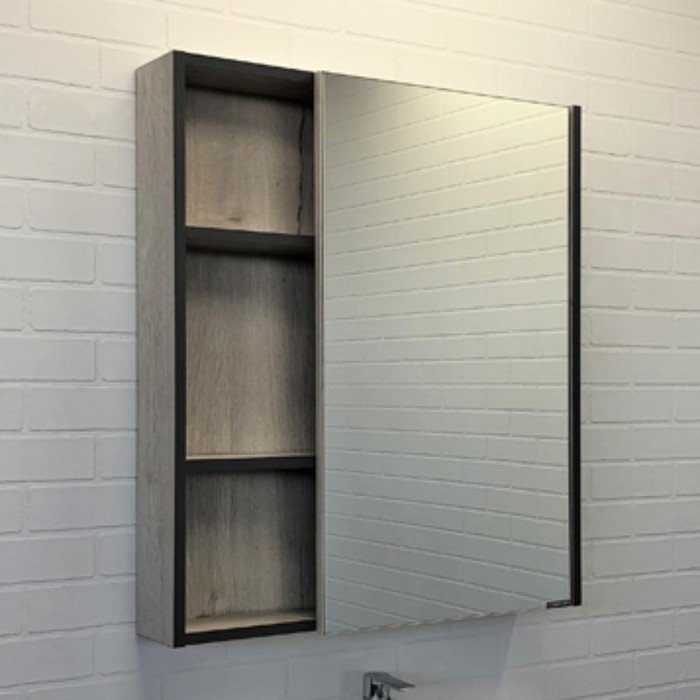 Зеркало шкаф Comforty Вена 70 для ванной комнаты, цвет дуб дымчатый цена и фото