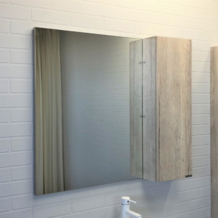 Зеркало шкаф Comforty Порто 90 для ванной комнаты, цвет дуб дымчатый