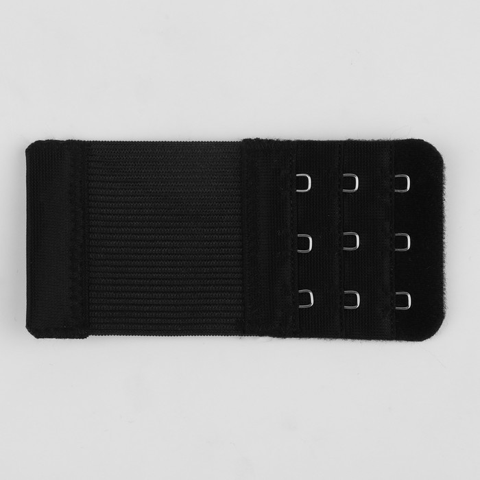 Застёжка-удлинитель для бюстгальтера, 3 ряда 3 крючка, 5 × 10,5 см, 3 шт, цвет чёрный/белый/бежевый