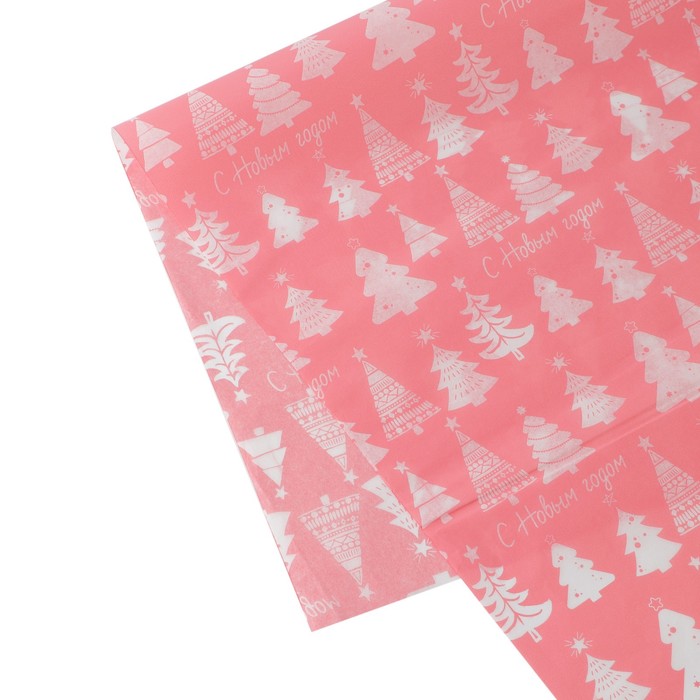 бумага упаковочная тишью пусть всё сбудется 50 × 66 см Бумага упаковочная тишью «Розовый лес», 50 × 66 см