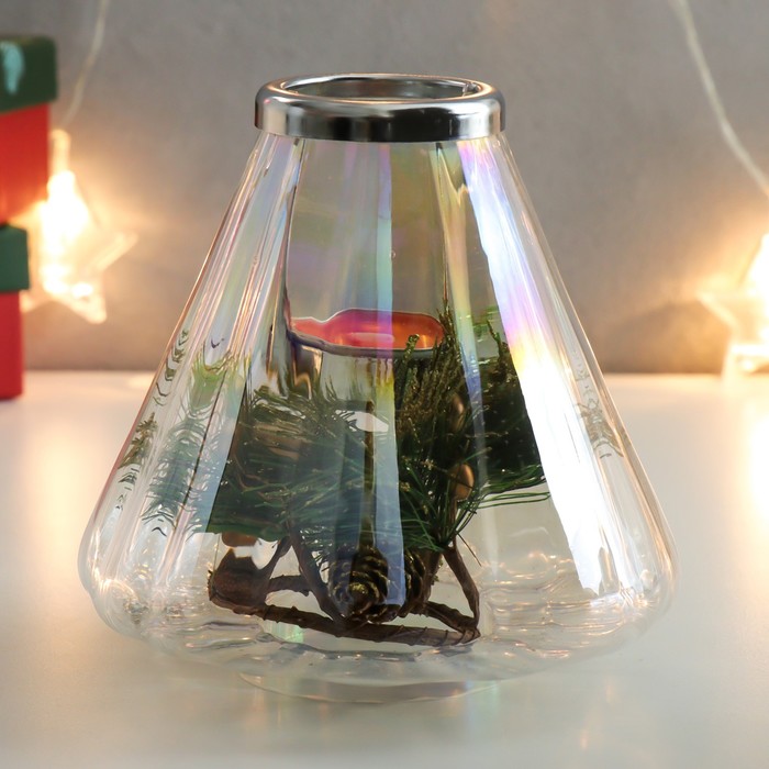 Подсвечник стекло, металл на 1 свечу "Капелька"МИКС d-4 см 14х14 см