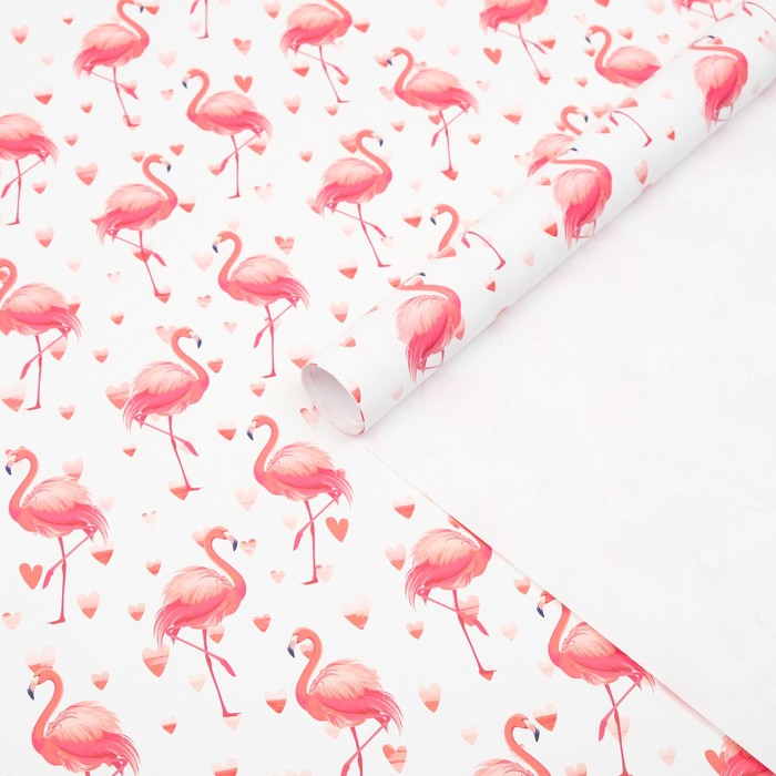 Бумага глянцевая с печатью "Фламинго", 70 х 100 см