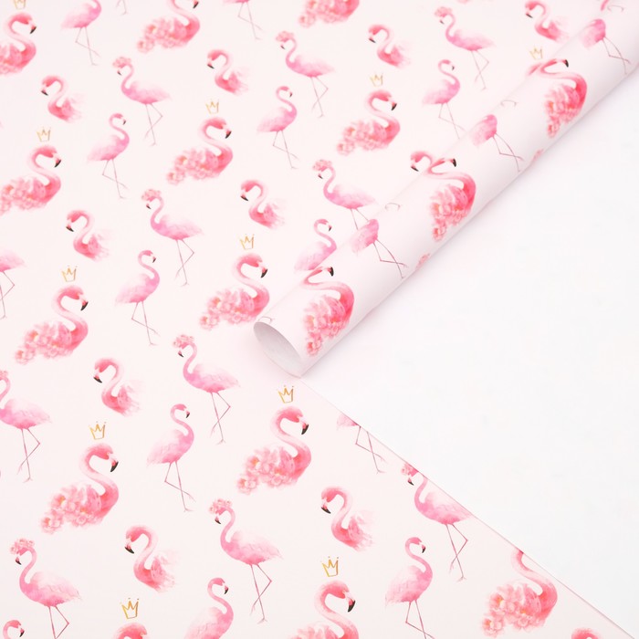 Бумага глянцевая с печатью "Розовый фламинго", 70 х 100 см