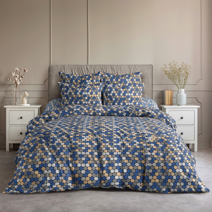 фото Постельное бельё евро ночь нежна мозаика 220х200 см, 240х220 см, 70х70 см 2шт, поплин, 110г/м², 100% хлопок