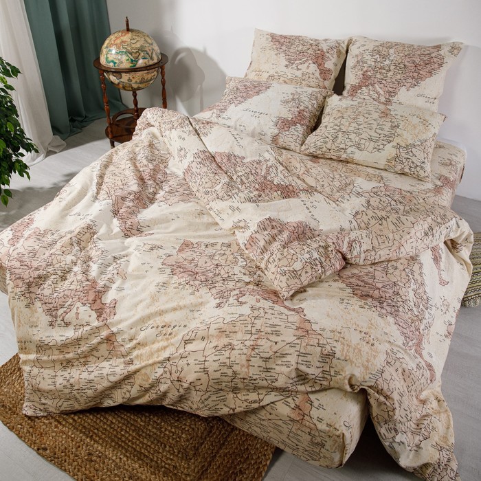 фото Постельное бельё 1,5сп ночь нежна атлас бежевый 145х215см, 147х215см, 70х70см 2шт, бязь 120г/м² 100% хлопок