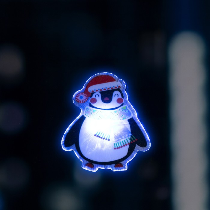 фото Игрушка световая "пингвин в шапке" 7x8.2 см, 1 led, lr44x3 (в компл.), мерцание, мульти luazon lighting