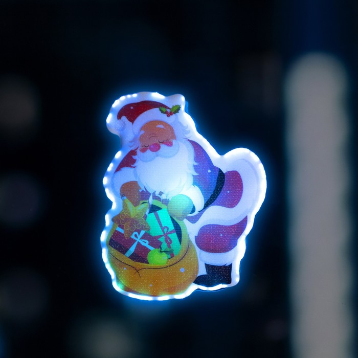 Светодиодная игрушка на липучке «Дед Мороз с подарками» 9 × 10 см, батарейки LR44х3, свечение мульти светодиодная игрушка на липучке дед мороз 7 × 10 см батарейки lr44х3 свечение мульти