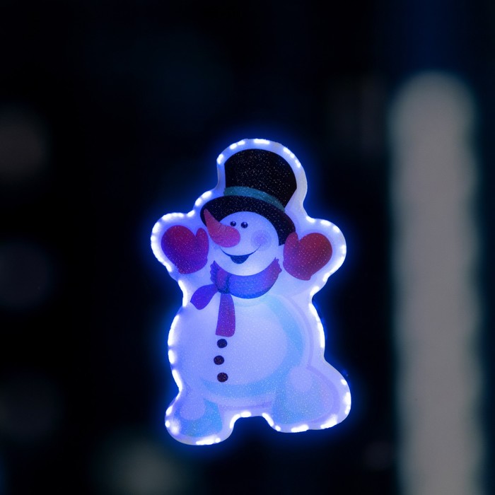 Светодиодная игрушка на липучке «Снеговик в шляпе» 7 × 10 см, батарейки LR44х3, свечение мульти светодиодная игрушка на липучке дед мороз 7 × 10 см батарейки lr44х3 свечение мульти