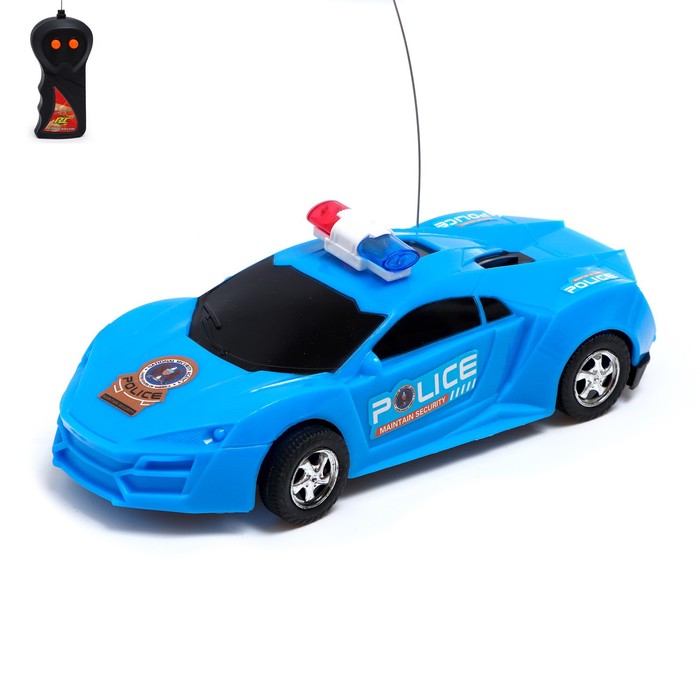 Машина радиоуправляемая Полиция, свет, работает от батареек, цвет синий