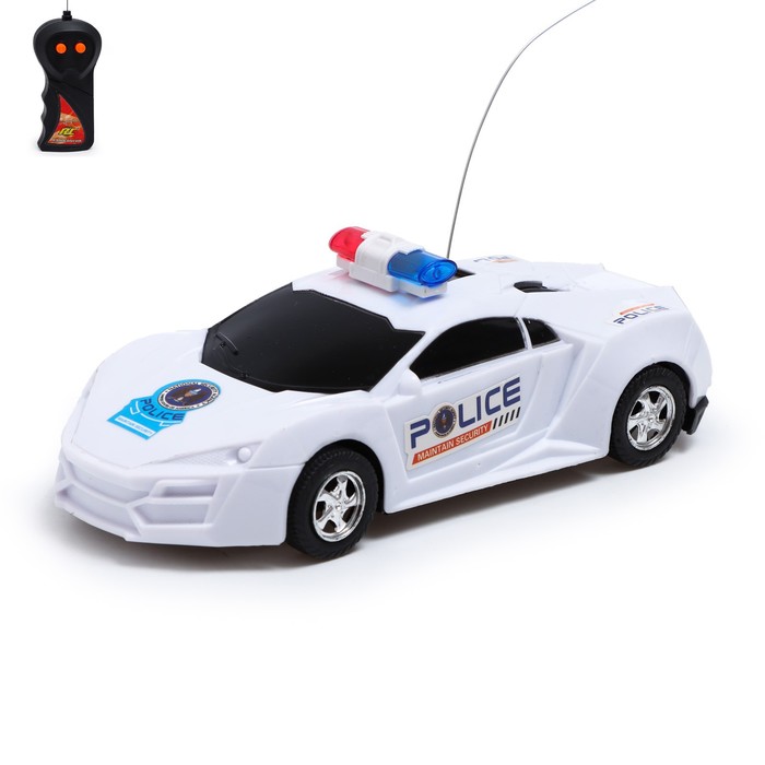 Машина радиоуправляемая Полиция, свет, работает от батареек, цвет белый