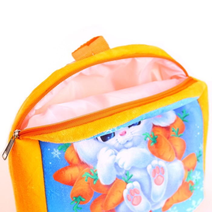 Рюкзак детский плюшевый "Зайка в морковке", 26*24 см