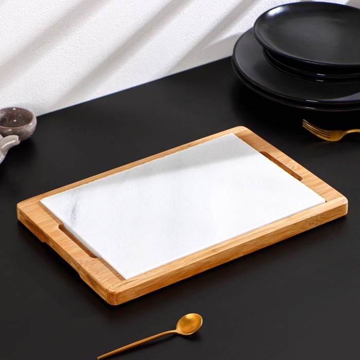 Блюдо для подачи Magistro Marble, 36×23 см, мрамор, бамбук блюдо для подачи magistro шоко