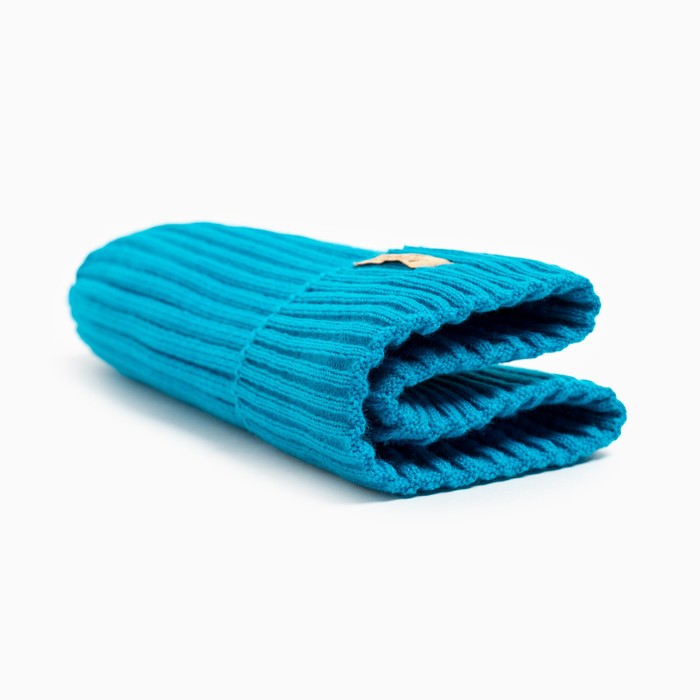 фото Шапка детская minaku с отворотом р-р 56-58, цв.бирюзовый