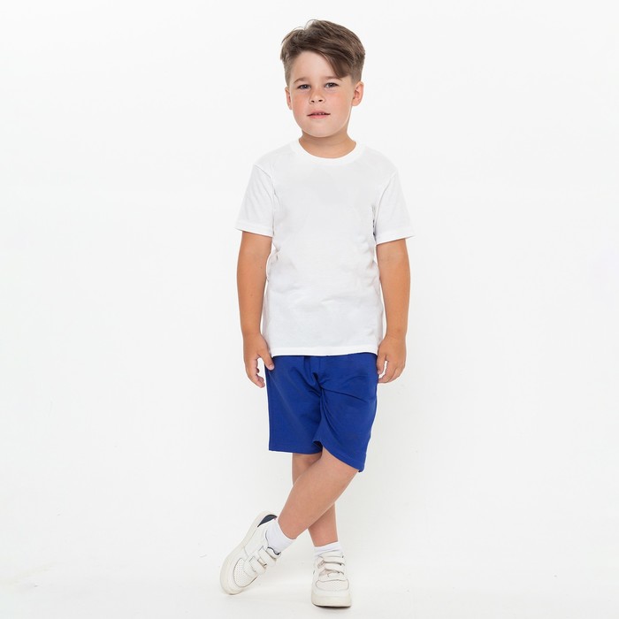 Комплект для мальчика (футболка, шорты), цвет цвет белый/синий, рост 134-140 см